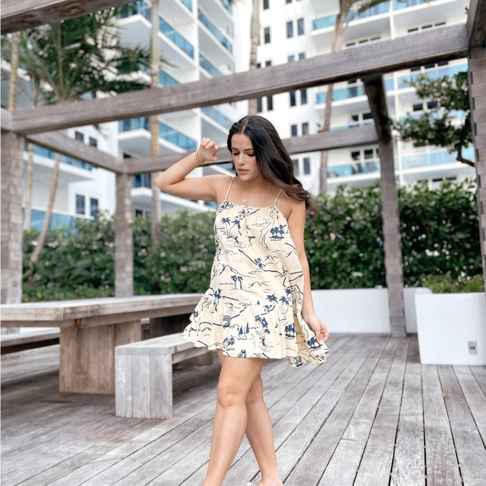 Urban Outfitters Pale Yellow & Blue Short Dress